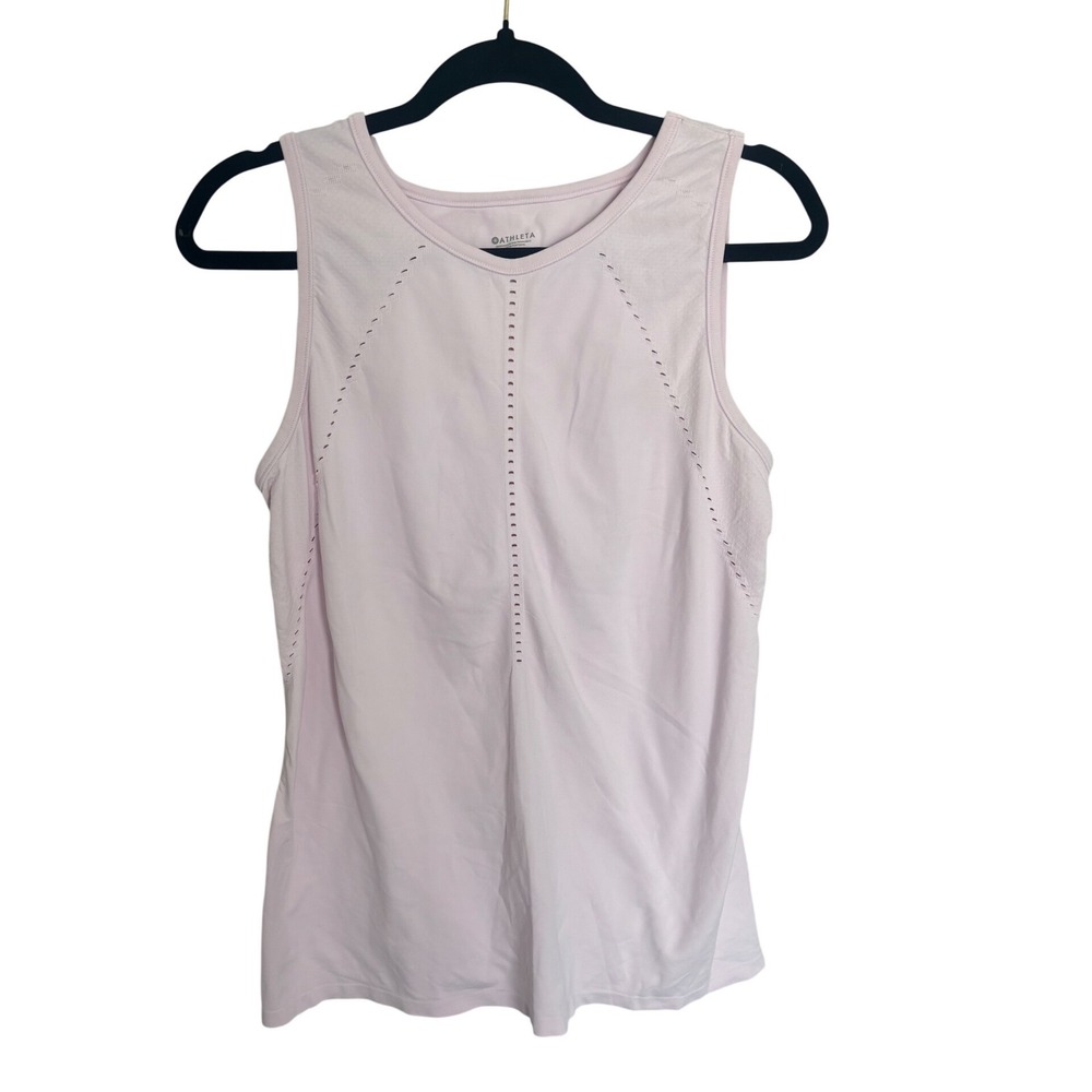 Athleta Foothill Tank Top Pink Lilac Pointelle Tie Back Training Gym Womens M